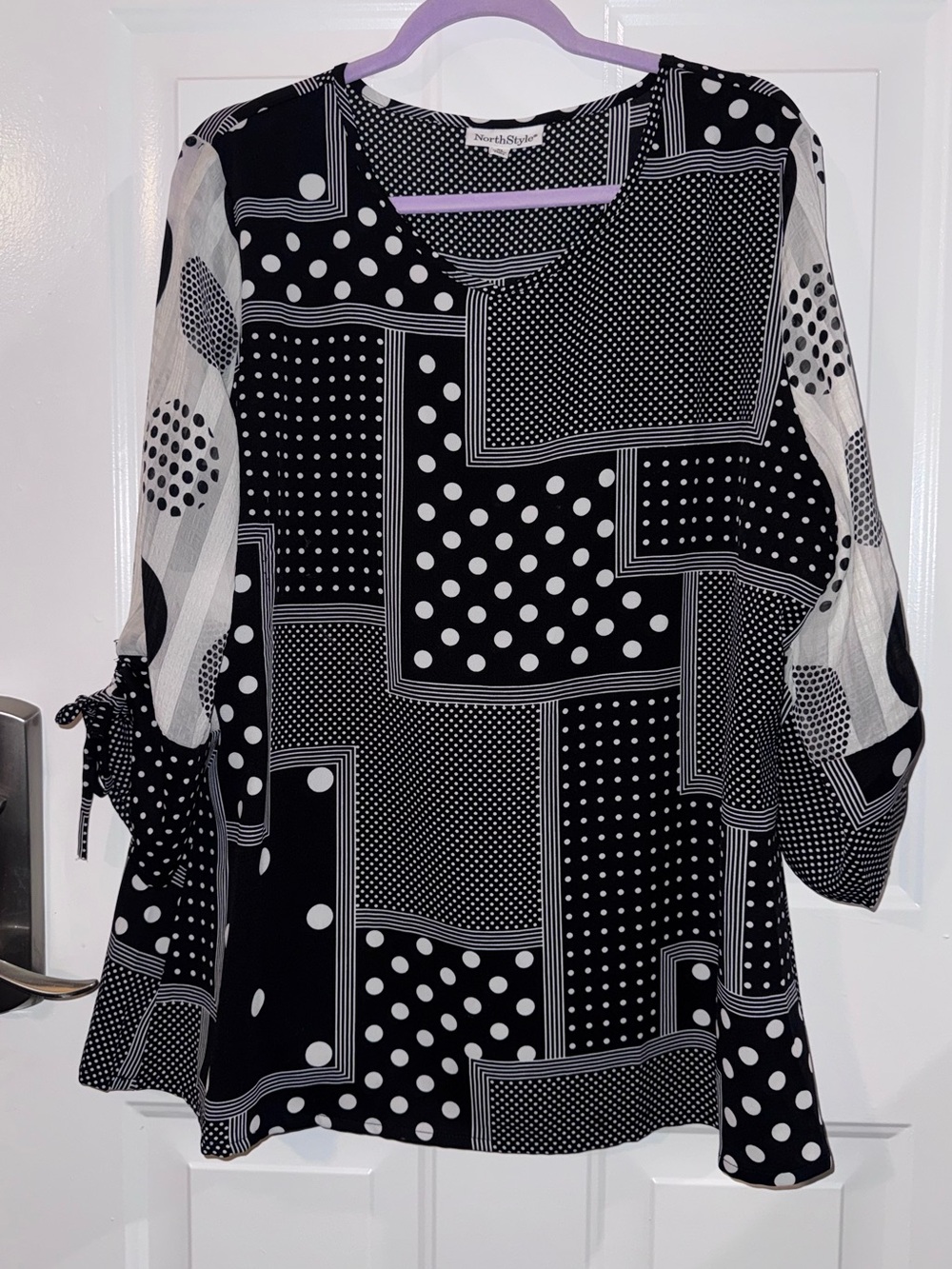 NorthStyle Black & White Polka Patchwork Tunic